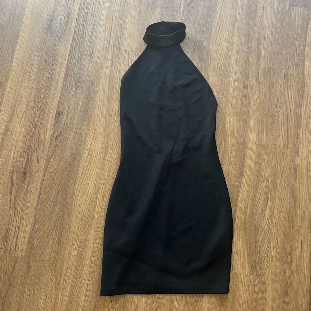 Zara halter black mini dress